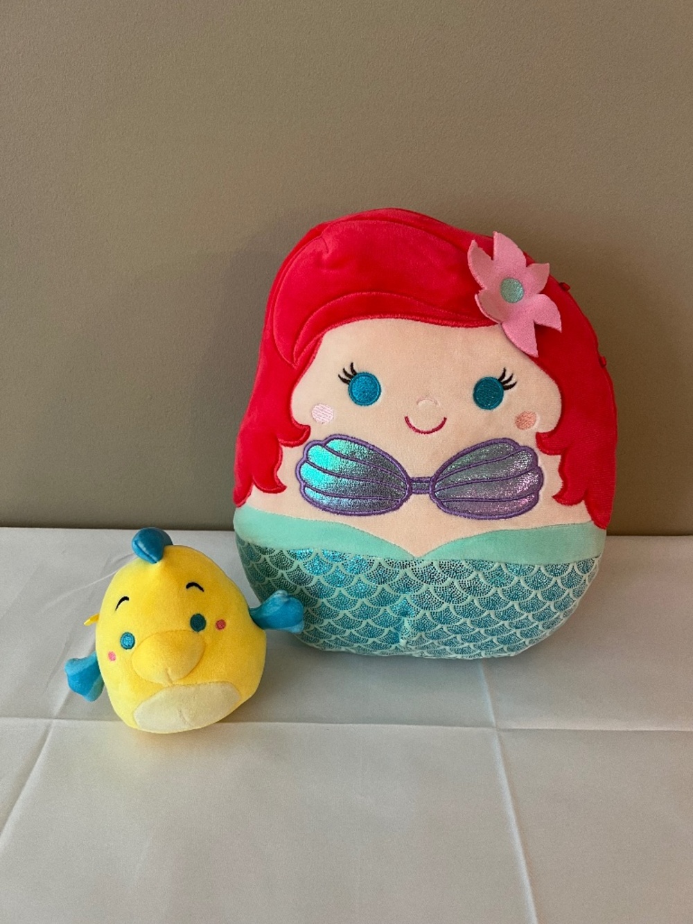 Ariel and Flounder Squishmallows Original Disney 10 Inch 4 Inch 2-Pack Plush Toy